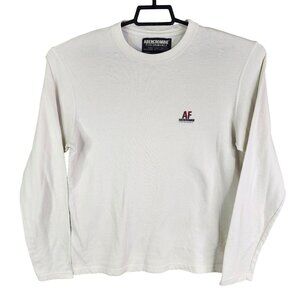 Mens White Abercrombie Performance AF Shirt Long Sleeve Crew Neck Size L